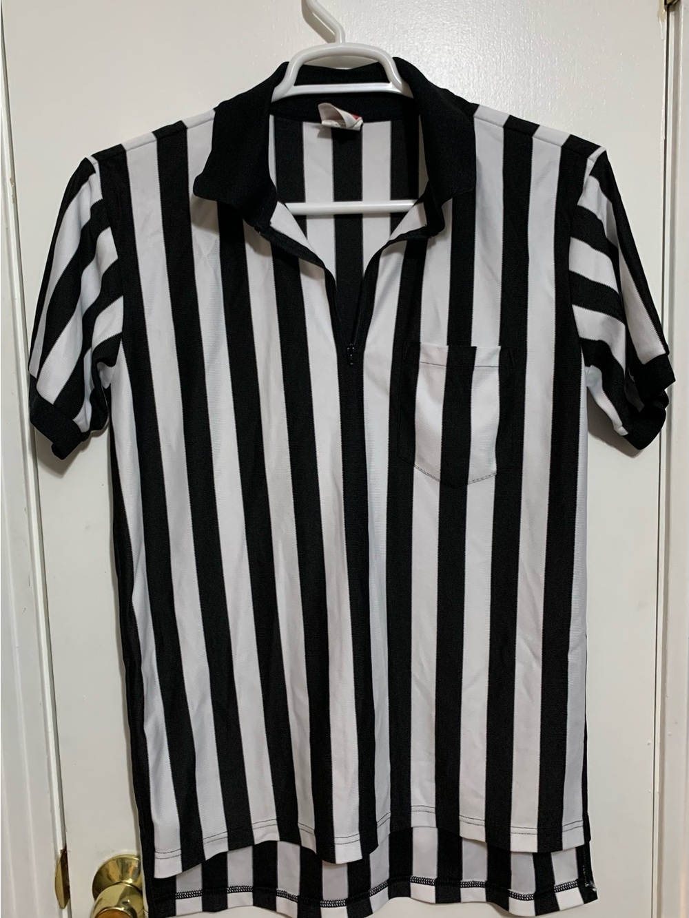 Rawlings Referee Shirt Adult Medium Black White Striped Zip
